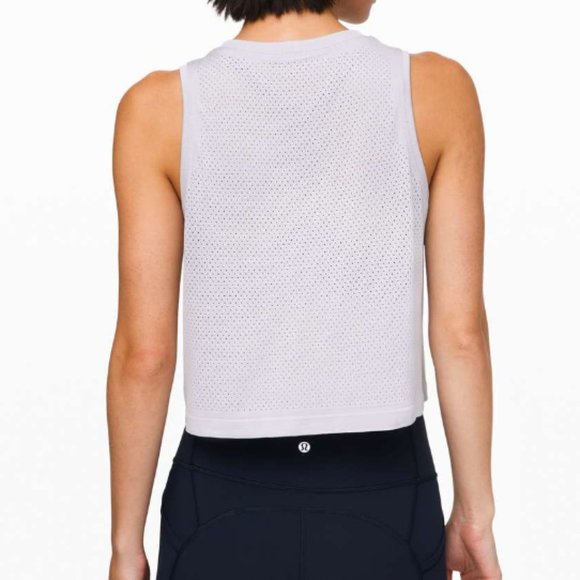 Lululemon Breeze By Muscle Crop Tank Logo Size 6 Grey Silver Top - Picture 2 of 5